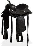 vidaXL Westernsattel Halfter Brustblatt Echtleder 12" Schwarz Pferd Sattel Set