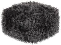 Beliani Pouf Sitzpouf Sitzhocker Felloptik schwarz 50x50 cm Quadrat Modern...