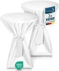Beautissu 2X Premium Stehtischhusse Blickdicht Wei&szlig; &Oslash; 60-65 cm &ndash; rutschfest