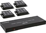 Inline HDMI Splitter Extender 1x4, Cat.6, 4K 30 Hz, mit Empf&auml;ngern
