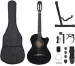 vidaXL 12-tlg Westerngitarre Set 6 Saiten mit Equalizer Schwarz Akustische...