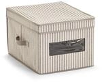 Zeller Aufbewahrungsbox mit Deckel Stripes, Vlies, Beige, 30 x 39.5 x 25 cm