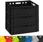 Fleischkiste E2 60x40x20 cm Eurobox 3er Set Schwarz lebensmittelecht robust