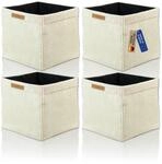 Lycce Kallax Boxen Cordstoff 4er Set, faltbar, waschbarer Cordbezug vanille