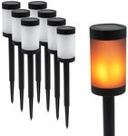 Solar Wegeleuchte mit 12 Flammen LED 41 x 6 cm - 8er Set - Gartenfackel mit