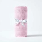 Homescapes Babydecke aus 100% Bio-Baumwolle, rosa, Piqu&eacute;-Waffeldecke, 90 x 110...