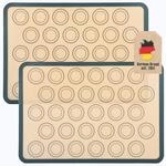 Intirilife 2x Wiederverwendbare Silikon Macaron Backmatte Grau-Braun 42,5 x...