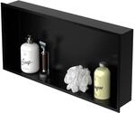 LuxeBath Wandnische aus Edelstahl, 60x30x10 cm, Schwarz, Duschnische mit Rahmen,