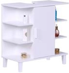 Relaxdays Waschbeckenunterschrank mit T&uuml;r und 6 Ablagen, HBT: 65x64x31 cm, MDF,