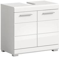 xonox.home - Waschbeckenunterschrank Scout 60x56x34 cm in wei&szlig; und wei&szlig; Hochglanz -