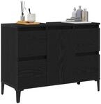 vidaXL Waschbeckenschrank mit T&uuml;r Schwarz Eichen-Optik 80 x 33 x 60 cm,...
