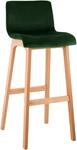 CLP Barhocker mit Lehne Hover, Barstuhl Holz Natura gepolstert mit Samtbezug,