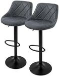ML-Design Barhocker 2er Set, Bezug aus Kunstleder, Anthrazit, Gepolsterter...