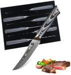 zayiko - Exklusive 6er Damast Steakmesser, Klinge 12.50 cm L&auml;nge - sehr