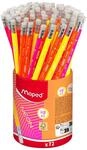 Maped - 72 Graphit-Bleistifte HB2 Neon - Bleistifte FSC HB Radiergummi - ergonomische