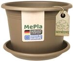 MePla - Blumentopf Pflanzk&uuml;bel Cylindro &oslash;80 cm + Untersetzer &oslash;78 cm, Taupe,