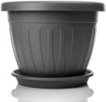 BigDean 50cm Blumentopf mit Untersetzer rund Anthrazit - wetterfester...