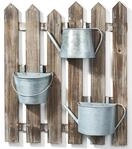 Kobolo Pflanzobjekt Blumenkasten aus Holz - 3 Metallbeh&auml;lter mit Haken -...