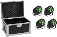 EUROLITE Set 4x LED Silent PAR 6 QCL Floor sw + Case