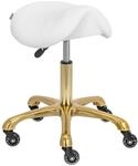 Physa Sattelhocker 55-70 cm Sitzh&ouml;he 150 kg wei&szlig;/golden ergonomisch Rollhocker