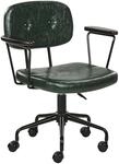 Beliani B&uuml;rostuhl Kunstleder gr&uuml;n drehbar h&ouml;henverstellbar mit Armlehnen Retro