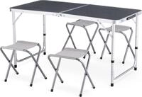 Outtec Campingtisch mit 4 st&uuml;hlen, H&ouml;he Tragbarer Klappbar Grilltisch 120 x 60 cm