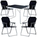 Mojawo 5-TLG. Camping Set Campingtisch Schwarz Gartenm&ouml;bel + 4 STK....