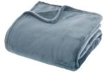 Atmosphera - Plaid Uni aus Flanell - sturmblau 180 &times; 230 cm - Sturm blau
