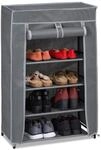 Relaxdays Schuhschrank Stoff, 5 F&auml;cher, 15 Paar Schuhe, Abnehmbarer Bezug,
