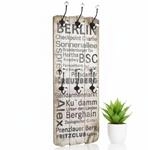 Mucola Wandgarderobe Shabby Chic 100x40 cm Paulownienholz 6 Kleiderhaken |...