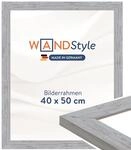 WANDStyle Bilderrahmen 40x50 Grau, Landhausstil Bilderrahmen Holz, hochwertiger