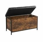 Relaxdays Sitzbank, Stauraum, gepolstert, Kunstleder, Industrial, HBT: 50x80x40 cm,