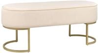 Bettbank aus Samtstoff Hellbeige mit goldenem Gestell 104 cm glamour&ouml;s Milry