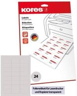 Kores Folien Etiketten transparent Laser+Kopierer 63,5 x 33,9mm 10 Blatt 240