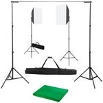 vidaXL Fotostudio Set mit Softbox-Leuchten Hintergrund Komplettset...