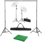 vidaXL Fotostudio Set mit Hintergrund Leuchten Studioschirm Schirmen Studioset