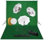 vidaXL Fotostudio Set mit Leuchten Schirmen Hintergrund Reflektor Teleskop