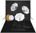 vidaXL Fotostudio Set mit Leuchten Schirmen Hintergrund Reflektor Teleskop