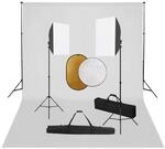vidaXL Fotostudio Set mit Softbox-Leuchten Hintergrund Reflektor Teleskop