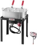 VEVOR Fisch Fritteuse Fl&uuml;gelfritteuse Propan-Fischfritteusen-Set 13,27 L aus