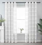 2er Set Halbtransparente Gardine mit &Ouml;sen HxB 245x140 cm Natur Meliert...