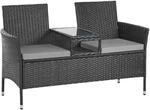 SVITA Chicago Sitzbank Polyrattan Garten-Bank Rattan Gartenm&ouml;bel Schwarz