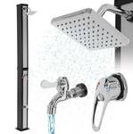 ML-Design Solardusche 40L 217cm eckig mit Fu&szlig;dusche und Regenduschkopf,