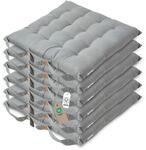 Homescapes 6er Set Stuhlkissen 40x40 cm grau &ndash; Sitzkissen Outdoor/Indoor mit