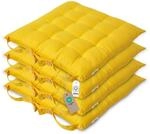 Homescapes 4er Set Stuhlkissen 40x40 cm gelb &ndash; Sitzkissen Outdoor/Indoor mit