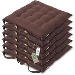 Homescapes 6er Set Stuhlkissen 40x40 cm braun &ndash; Sitzkissen Outdoor/Indoor mit