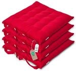 Homescapes 4er Set Stuhlkissen 40x40 cm rot &ndash; Sitzkissen Outdoor/Indoor mit