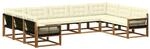 vidaXL Outdoor-Sofagarnitur mit Kissen 9 pcs Natur und Creme, Garten Lounge,...