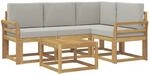 vidaXL Outdoor-Sofagarnitur 5 pcs Wei&szlig; und Hellgrau 59 x 59 x 37 cm,...
