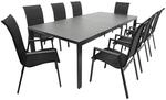 DEGAMO Gartenset Garnitur Lagos XL 9-teilig (8X Stapelsessel Hochlehner, 1x